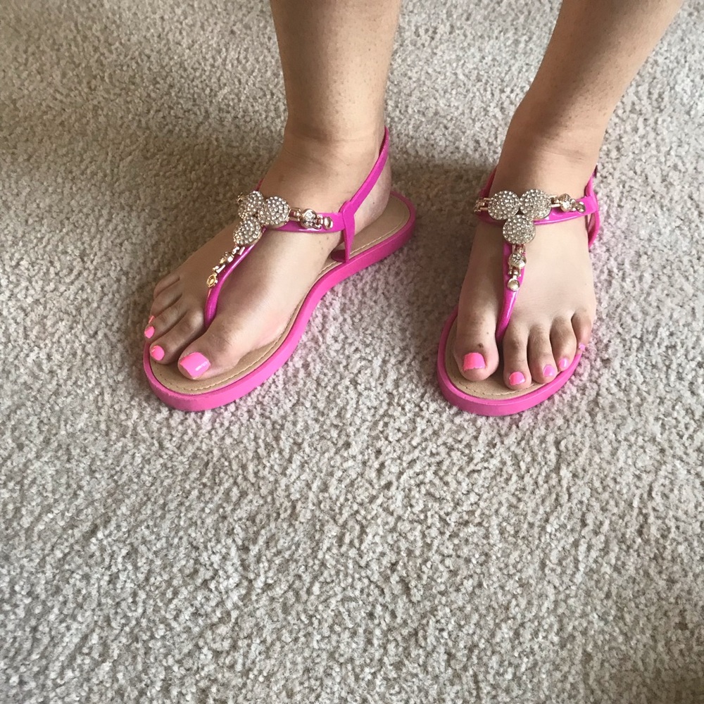 Pink and Gold Bling Sandals.